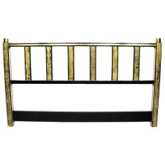 Mastercraft Acid Etched Brass & Black Lacquer King Headboard