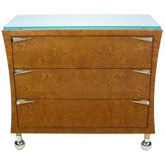 Memphis-Style Three-Drawer Ash Commode With Glass Top