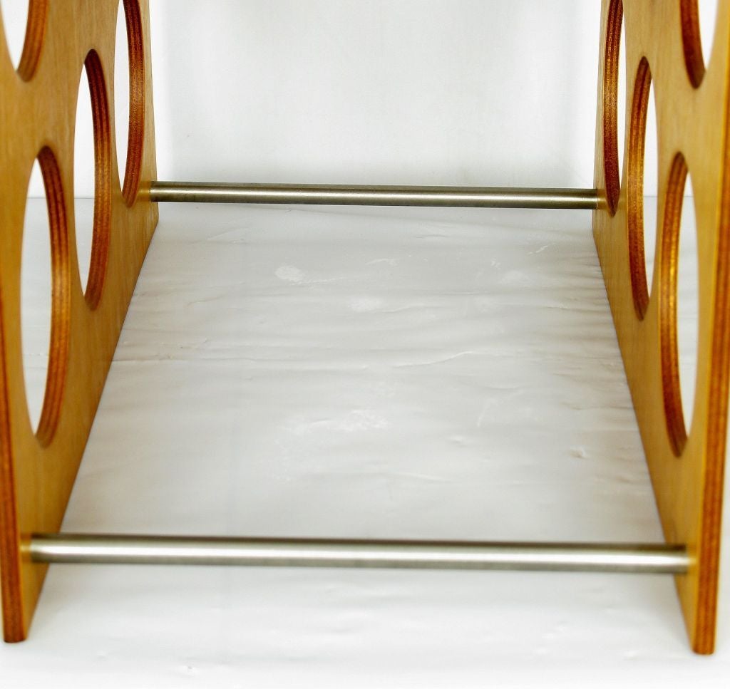 American Birch Bentwood Six-Bottle Wine Rack With Handle