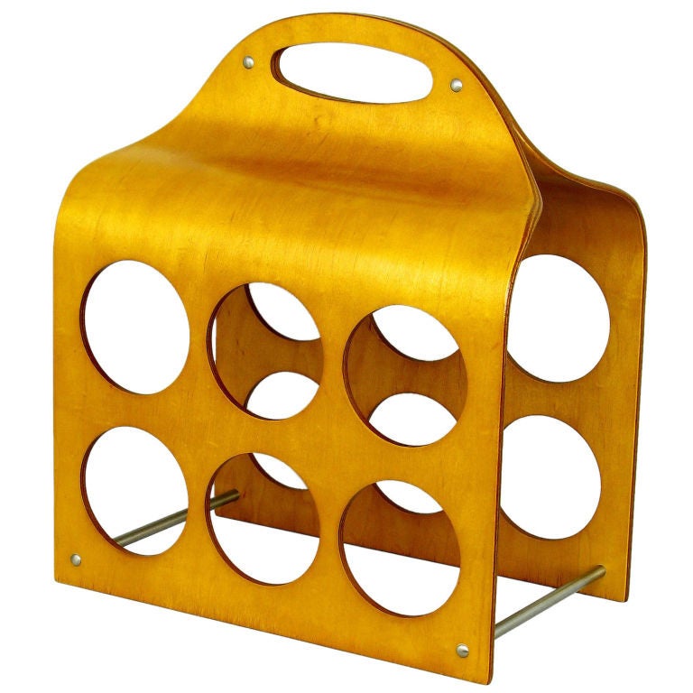 Birch Bentwood Six-Bottle Wine Rack With Handle