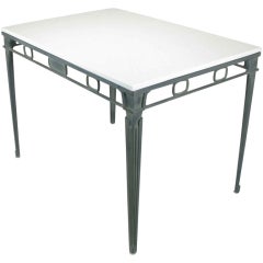 Verdigris Aluminum and Thassos Porcelain Dining Table