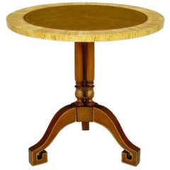 Walnut And Leather Empire Side Table With Greek Key Feet 2