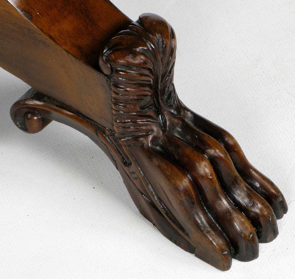 Mid-20th Century Hand-Carved Walnut Italian Neoclassical Paw Foot Dining Table