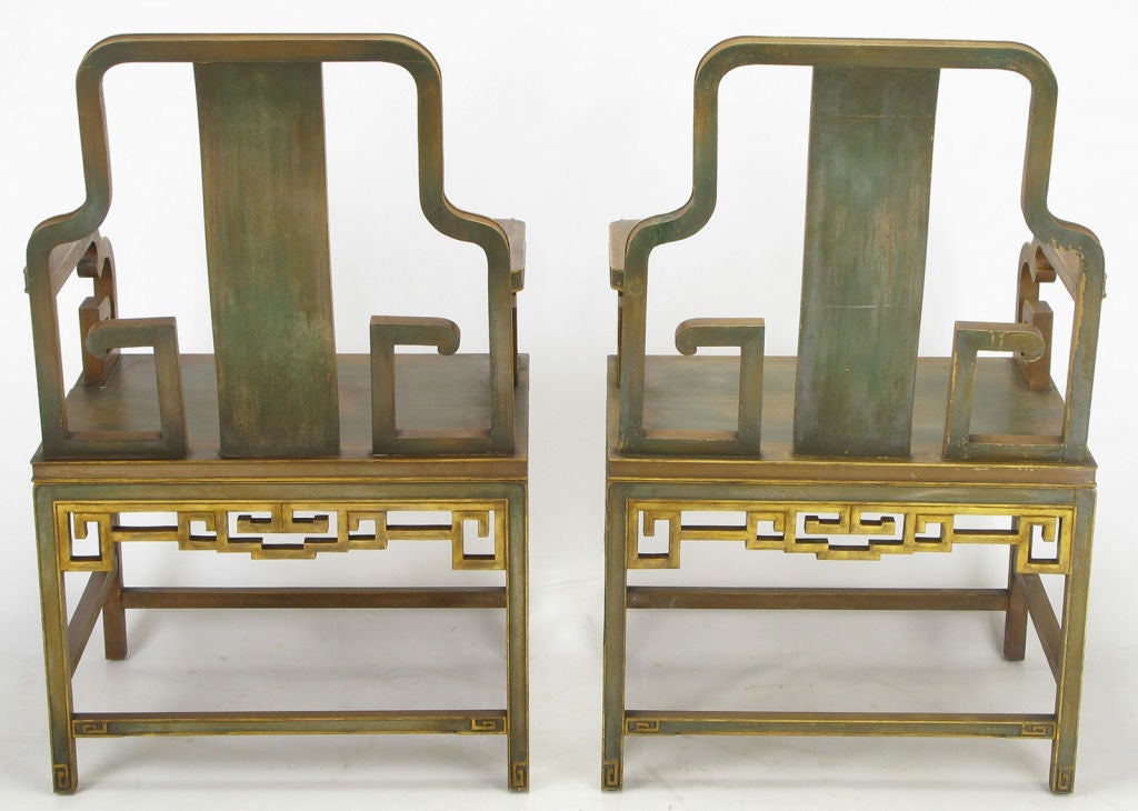 Four Gump's 1940s Hand Painted Chinoiserie Arm Chairs 1
