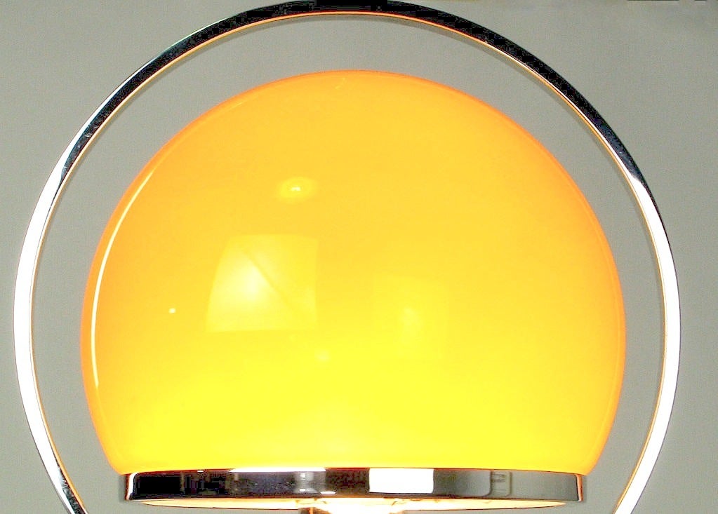 Spherical Amber Cased Glass and Chrome Chandelier For Sale 1