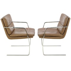 Paire de fauteuils cantilever en porte-à-faux en chrome Pace et cuir Mocha