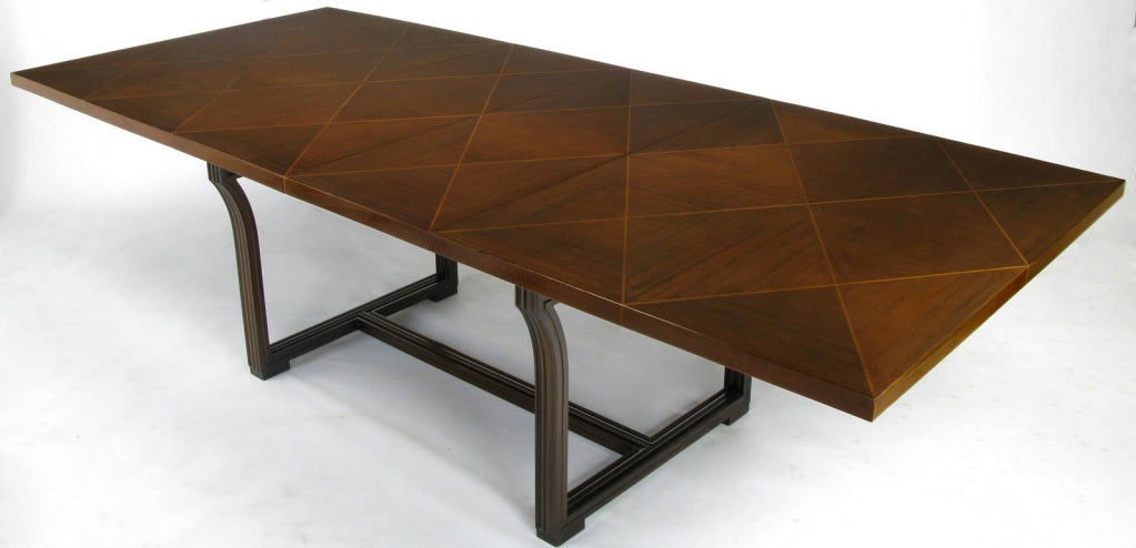Mid-20th Century Rare Tommi Parzinger Parquetry Top Mahogany Dining Table