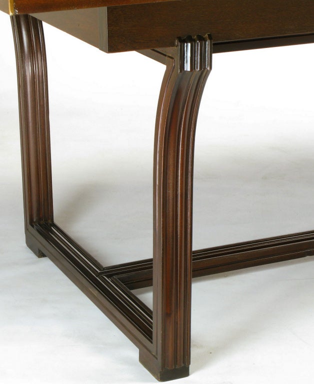 Rare Tommi Parzinger Parquetry Top Mahogany Dining Table 3