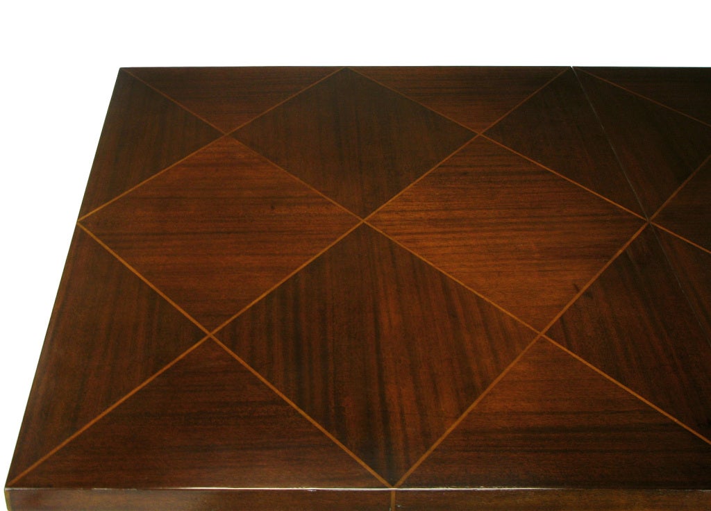 Rare Tommi Parzinger Parquetry Top Mahogany Dining Table 4