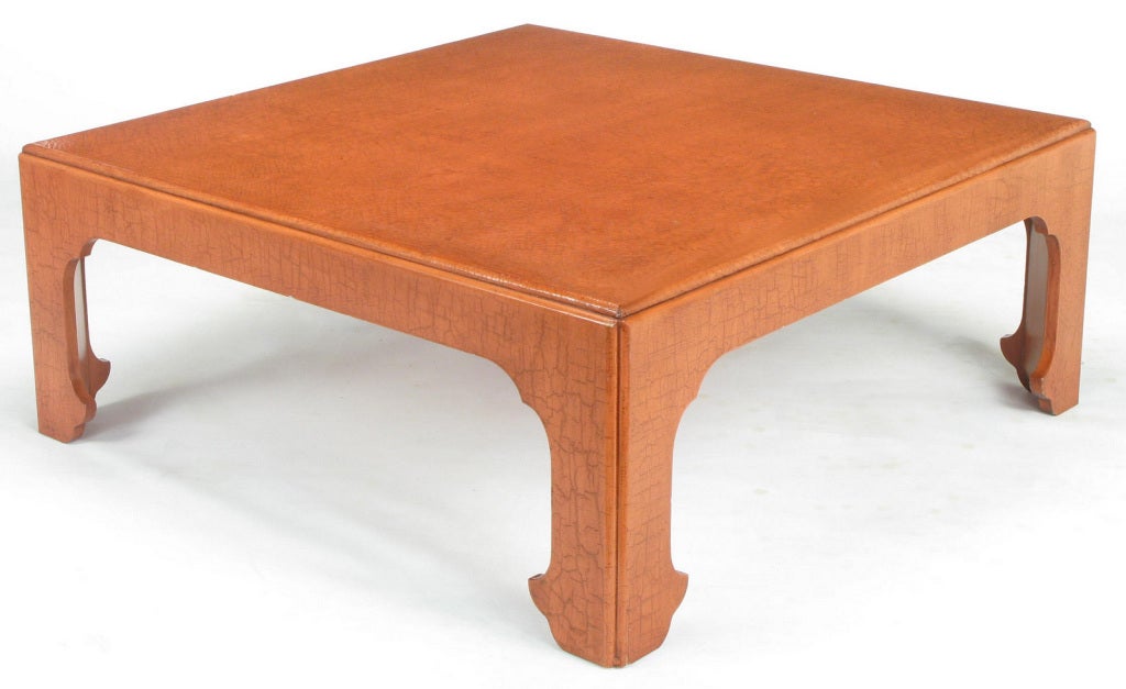 Wood Baker Cinnabar Glazed Craquelure Ming Style Coffee Table