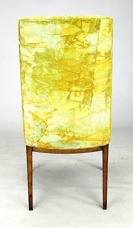 Late 20th Century Mastercraft Burl Arm Chairs With Colorful Tie-Dyed Velvet Fabric