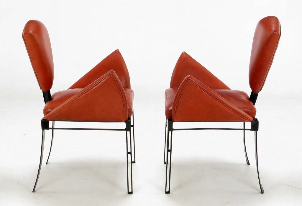 Pair Steel & Leather Vinta Chairs By Joaquin Gasgonia Palencia