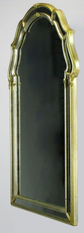 Mid-20th Century LaBarge Italian Regency Double Frame Aged Silver Leaf Mirror