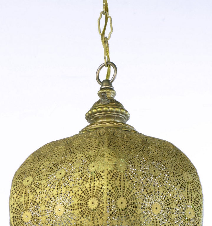 Moroccan Style Reticulated Brass Onion Dome Pendant Light 1