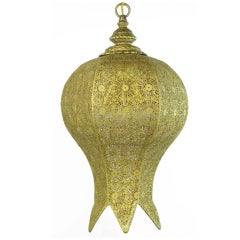 Moroccan Style Reticulated Brass Onion Dome Pendant Light