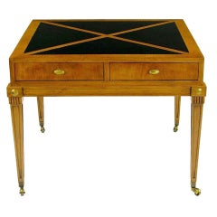 Vintage Renzo Rutili Walnut & Leather End Table For Johnson Furniture