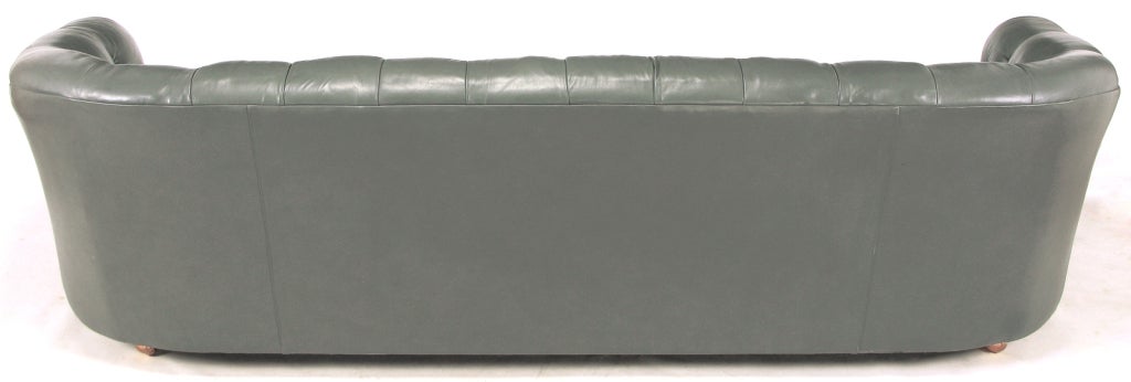 Baker Slate Grey Button-Tufted Leather Sofa 1