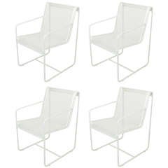 Rare Set Four Maurizio Tempestini White Lacquer Iron Chairs