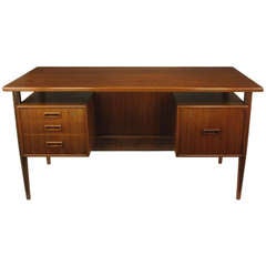 Danish Teak Executive Desk With Floating Drawers 1