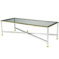 Maison Jansen Style Chrome And Brass Neoclassical Coffee Table