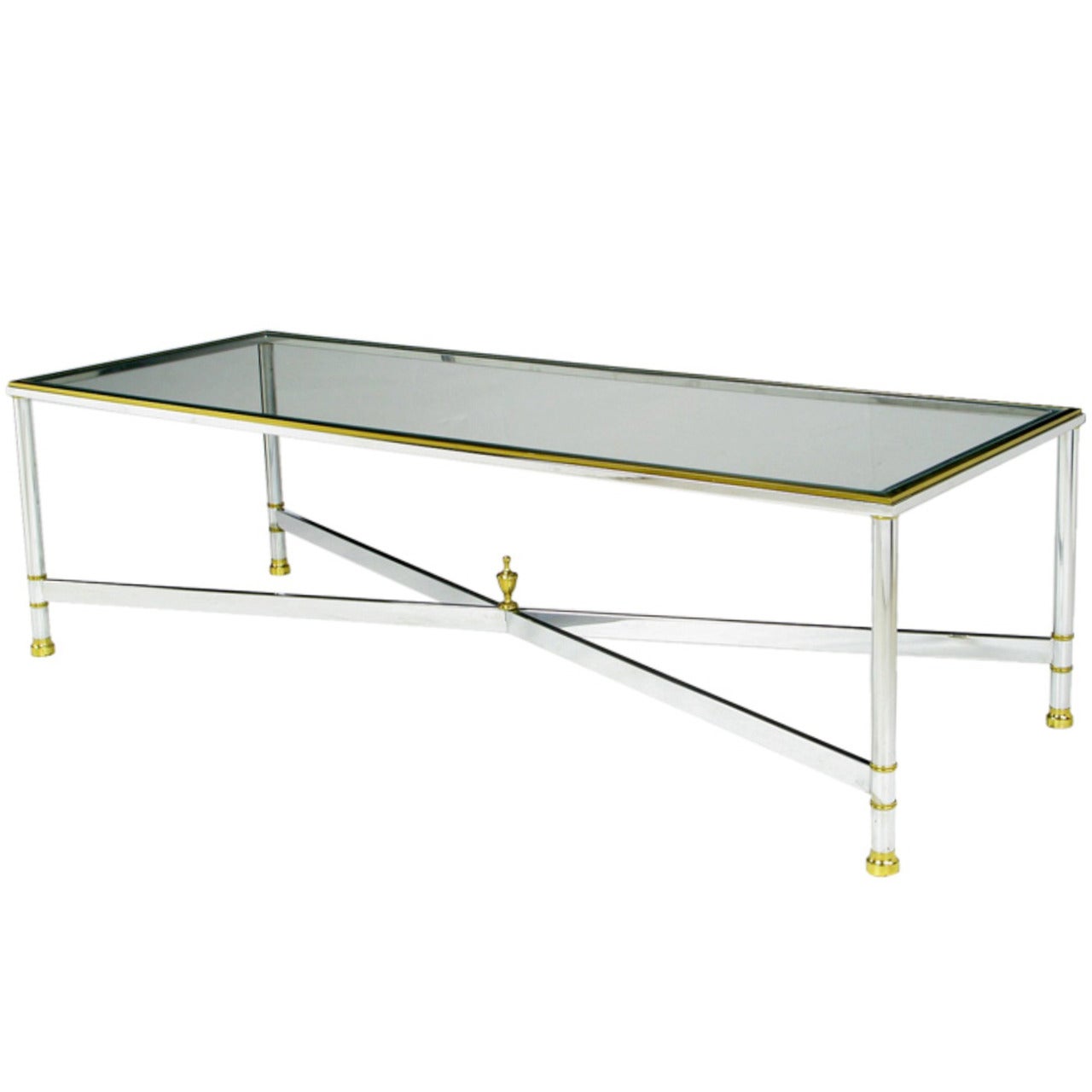 Maison Jansen Style Chrome And Brass Neoclassical Coffee Table