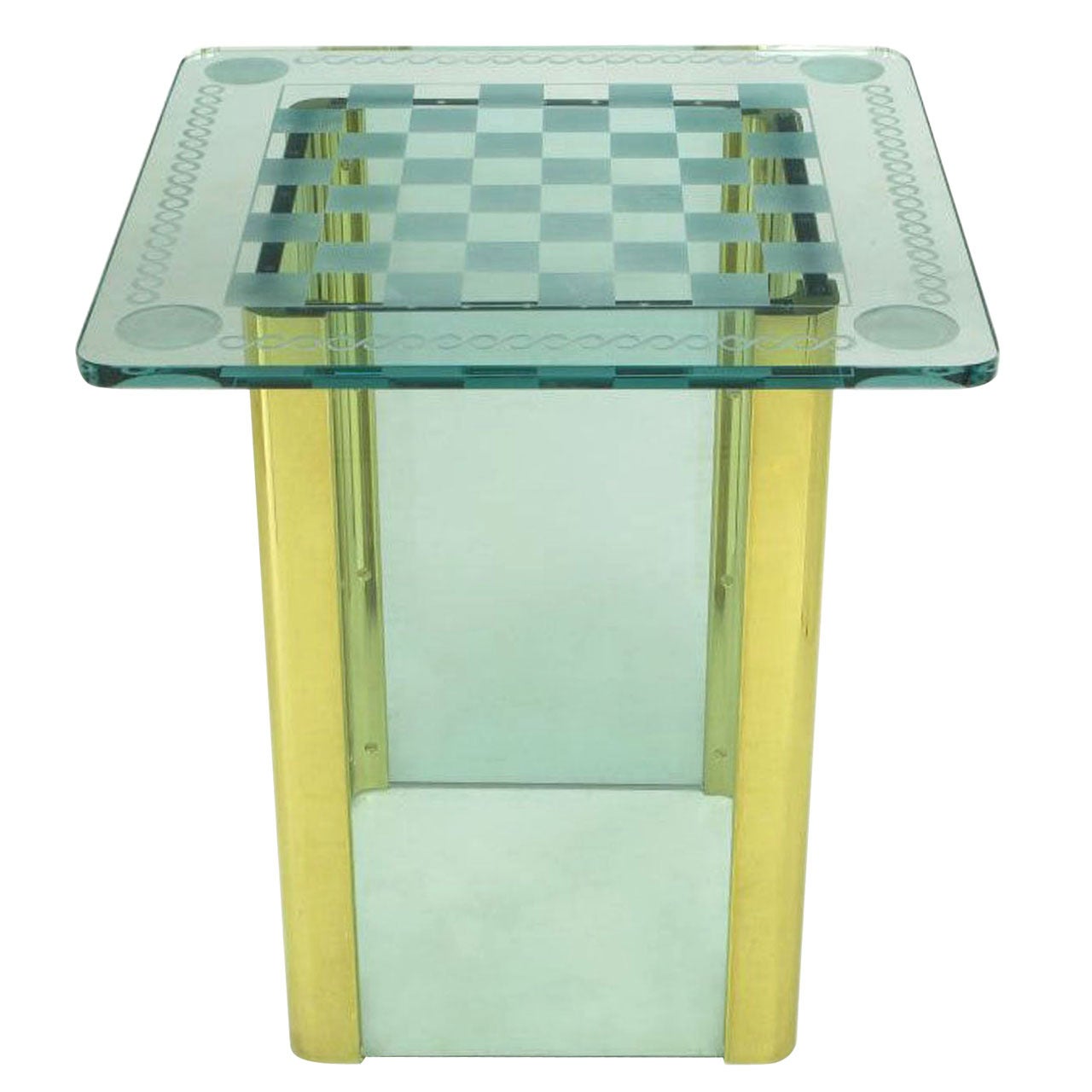 Élégante table de jeu en verre gravé dans le style de la collection Pace en vente