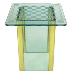 Élégante table de jeu en verre gravé dans le style de la collection Pace