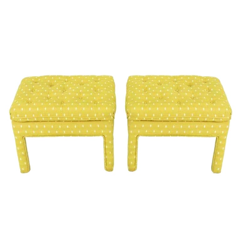 Pair of Fully Upholstered Button-Tufted Parsons Benches