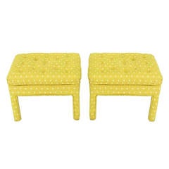 Pair of Fully Upholstered Button-Tufted Parsons Benches 5
