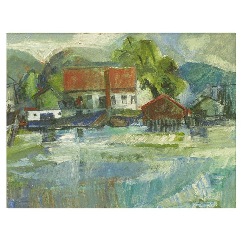 William Morehouse 1950s Abstract Impressionist Landscape For Sale