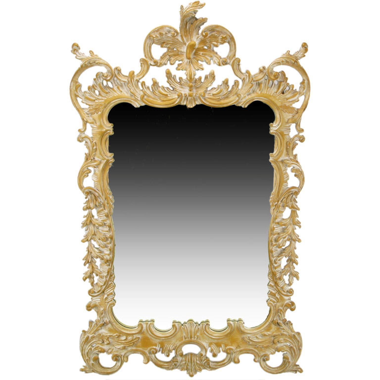 La Barge Italian White Glazed Wood Rococo Wall Mirror