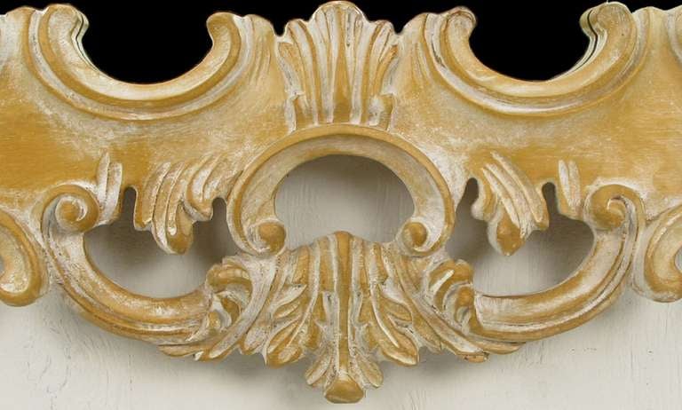 Mid-20th Century La Barge Italian White Glazed Wood Rococo Wall Mirror