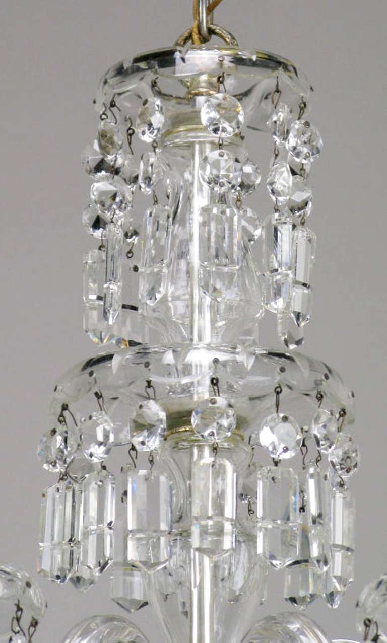 Mid-20th Century Lightolier Cut-Crystal Five-Arm Chandelier, circa 1940s For Sale