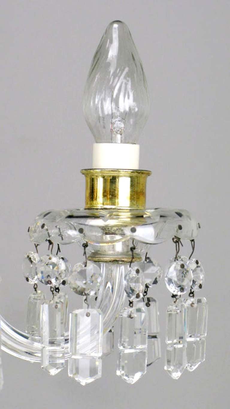 American Lightolier Cut-Crystal Five-Arm Chandelier, circa 1940s For Sale