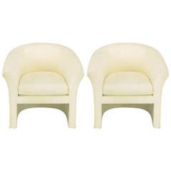 Pair of Hekman Art Deco Revival Barrel Chairs in Creamy Silk 3