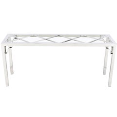 Chrome and Glass Chinese Chippendale Console Table
