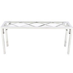 Chrome and Glass Chinese Chippendale Console Table 4