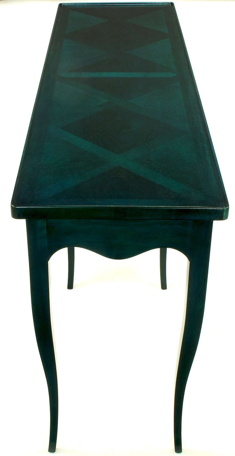 Jacques Bodart Parquetry Console In Saturated Viridian Green In Excellent Condition In Chicago, IL