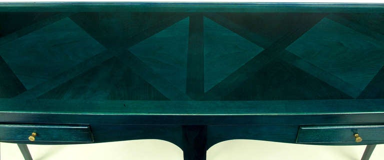 Jacques Bodart Parquetry Console In Saturated Viridian Green 1