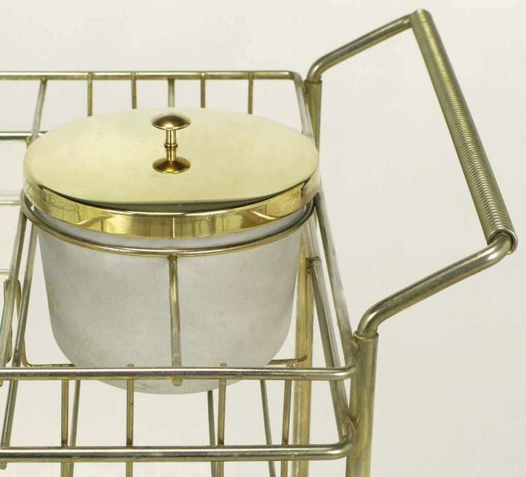 Brass Bar Cart With Integral Bottle Storage & Ice Bucket. 2