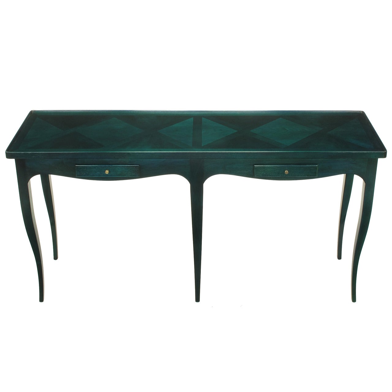 Jacques Bodart Parquetry Console In Saturated Viridian Green