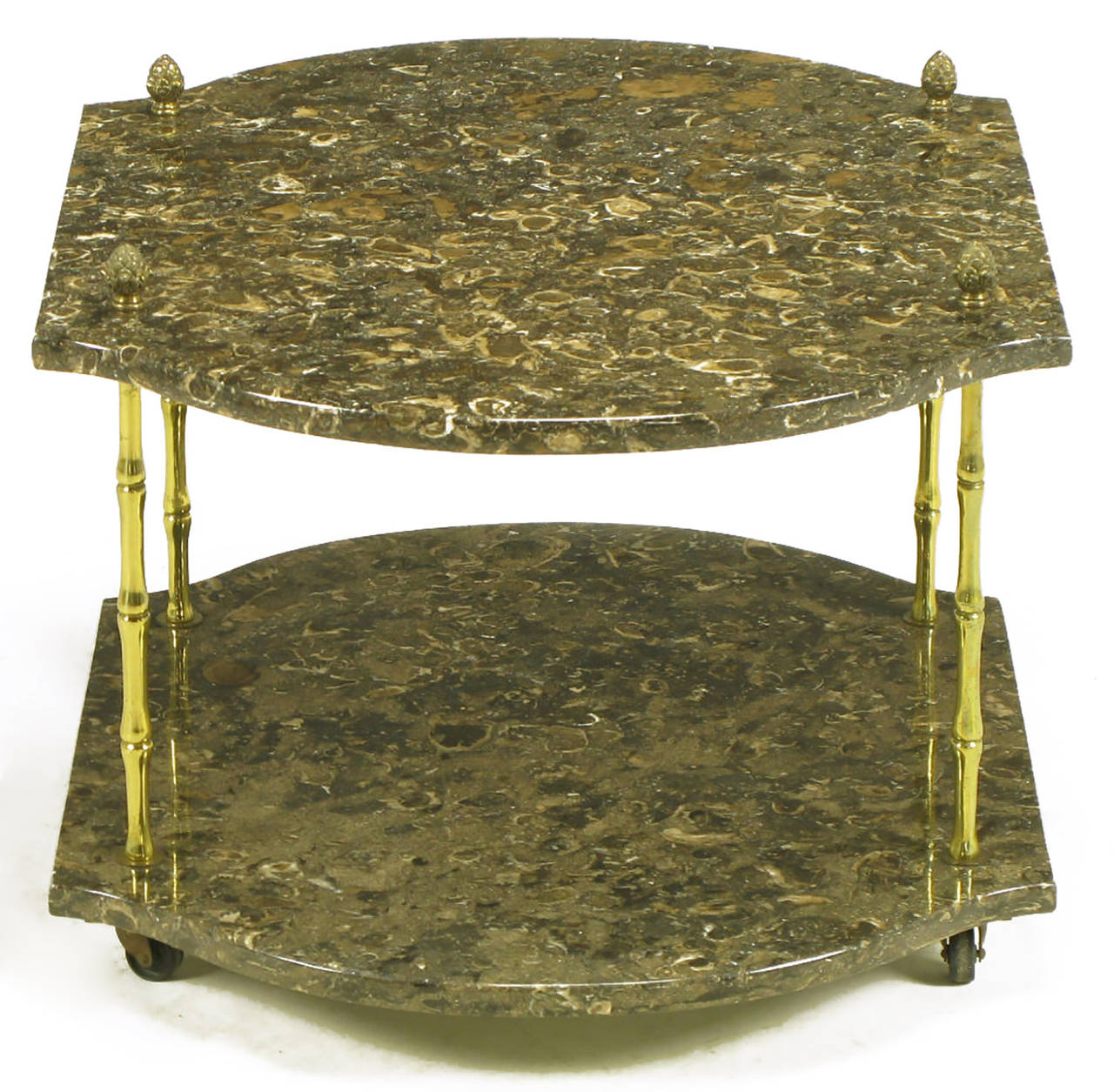 Pair of Italian Marble and Bronze End Tables 1