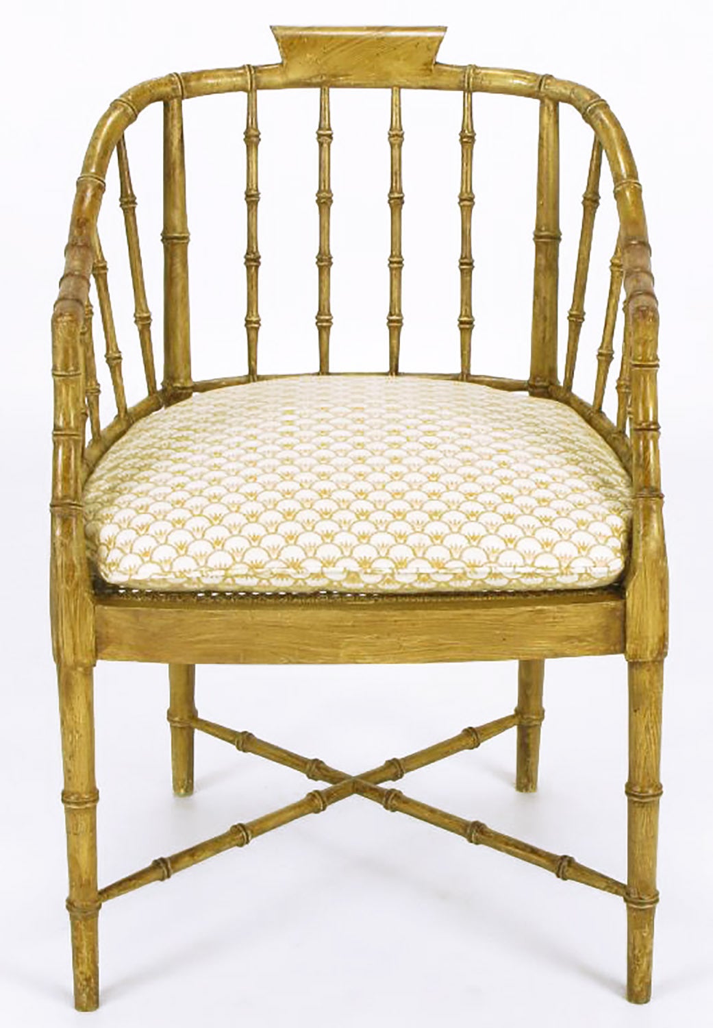 Pair of Baker Glazed Lacquer Bamboo-Form Armchairs In Good Condition For Sale In Chicago, IL