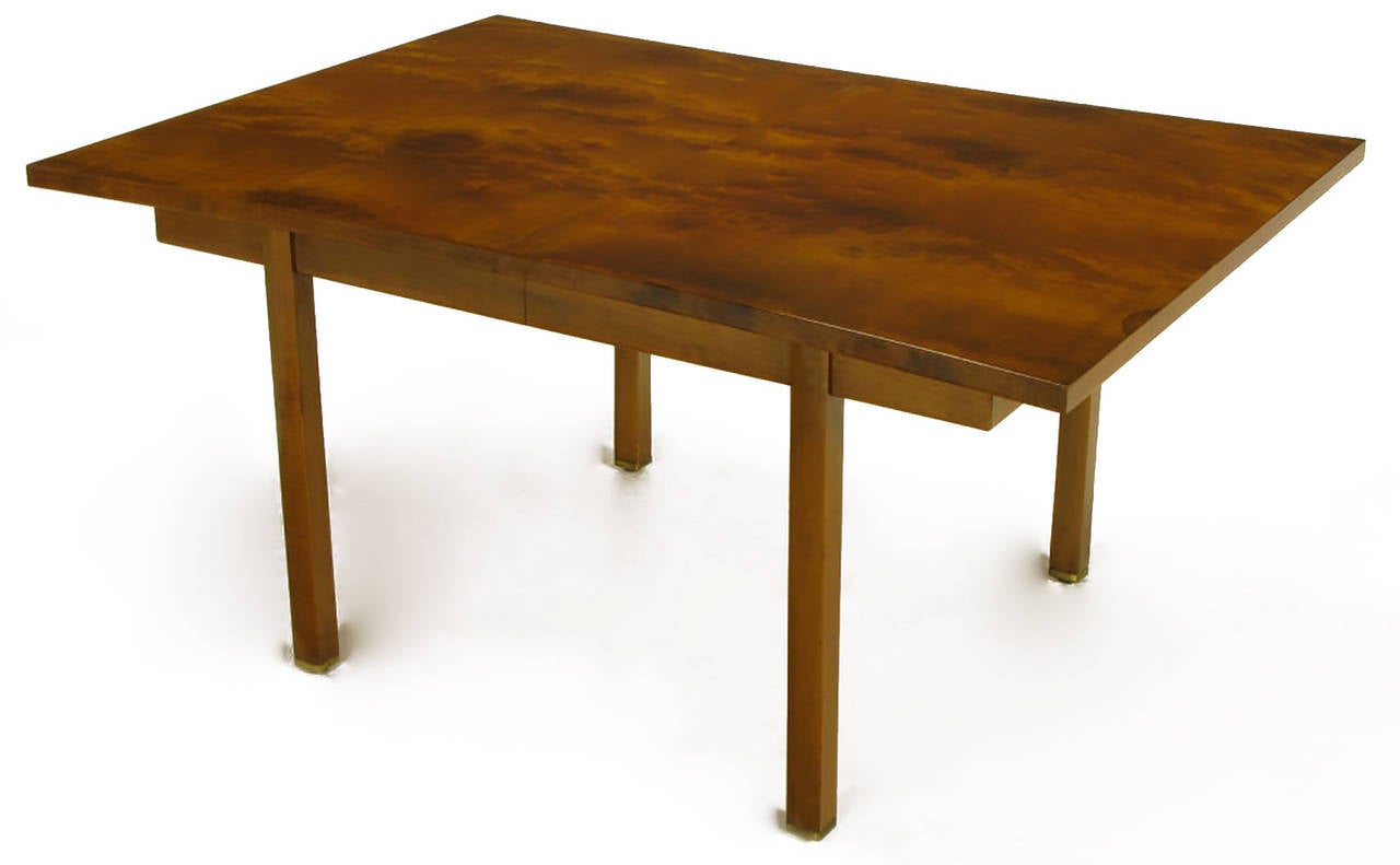 American Rare Harold M Schwartz for Romweber Burled Walnut Parabolic Form Dining Table