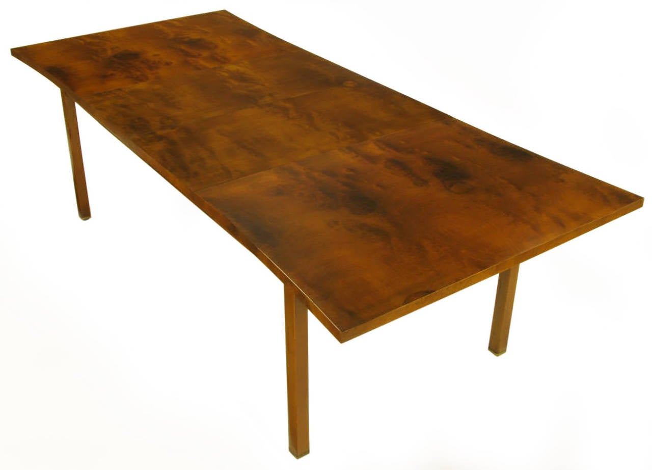 Rare Harold M Schwartz for Romweber Burled Walnut Parabolic Form Dining Table 1