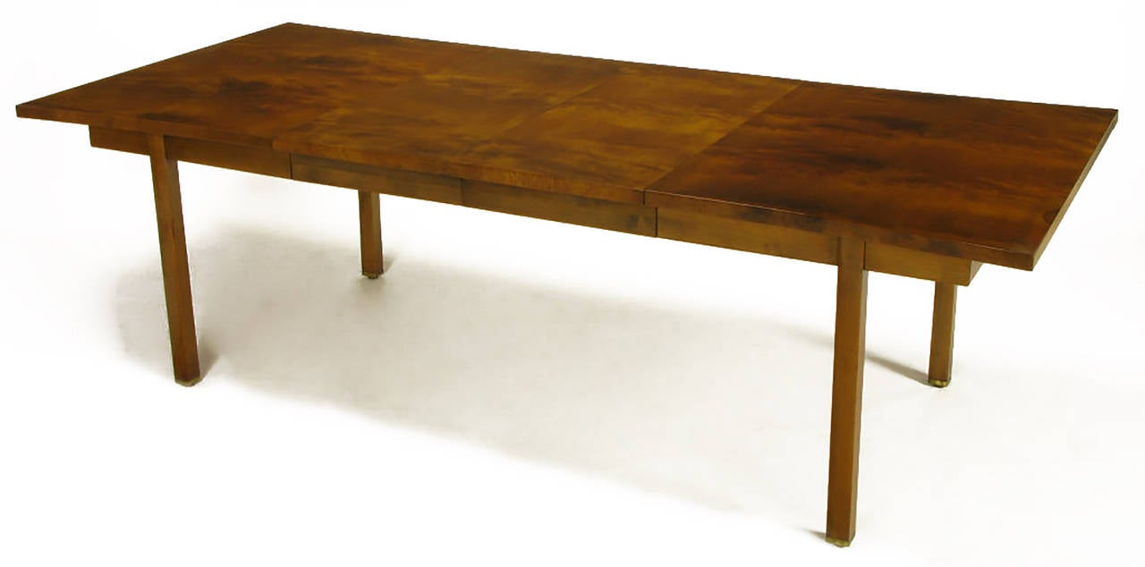 Mid-20th Century Rare Harold M Schwartz for Romweber Burled Walnut Parabolic Form Dining Table