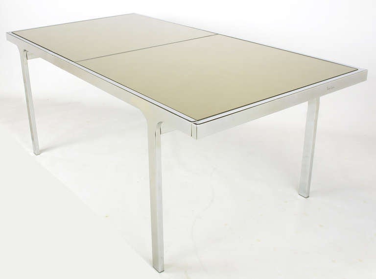 Signed Pierre Cardin Chrome and Mirror Dining Table In Excellent Condition In Chicago, IL