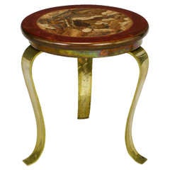 Muller's Brass & Inlaid Onyx Top Side Table
