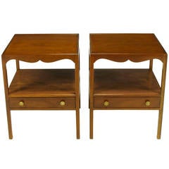 Pair of Kittinger Mahogany Scalloped Apron Nightstands with Drawers