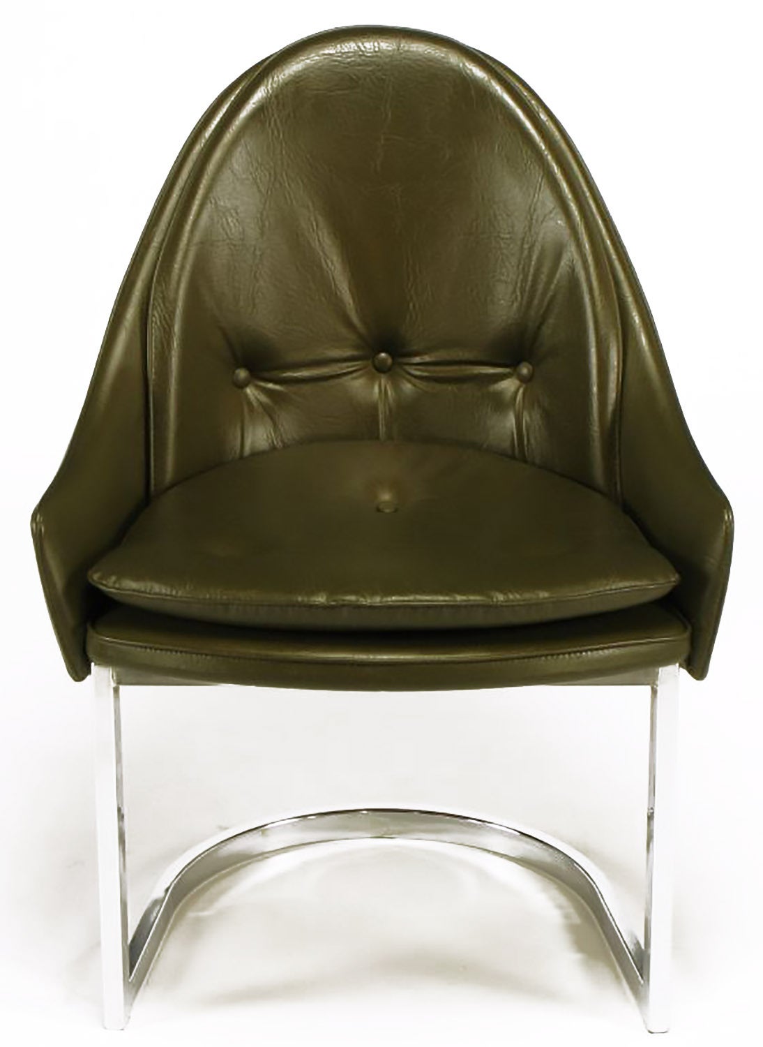 Américain Quatre chaises de salle à manger en porte-à-faux chromées et à dossier en forme de cuillère brun chocolat en vente